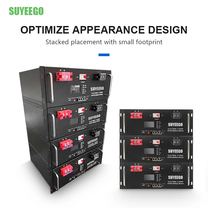 SUYEEGO 51.2v 48v Lifepo4 Lithium Phosphate Storage Battery Batterie Lifepo4 Solaire Batterie Lithium Pack 200ah 100ah Factory