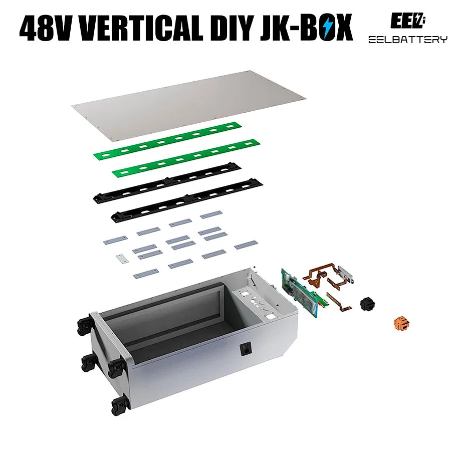 EU Stock EEL V1 48v Lifepo4 Battery Pack Battery Box DIY Kits with JK 200A BMS and Wheels Breaker for 280ah-330ah Lifepo4 Cell