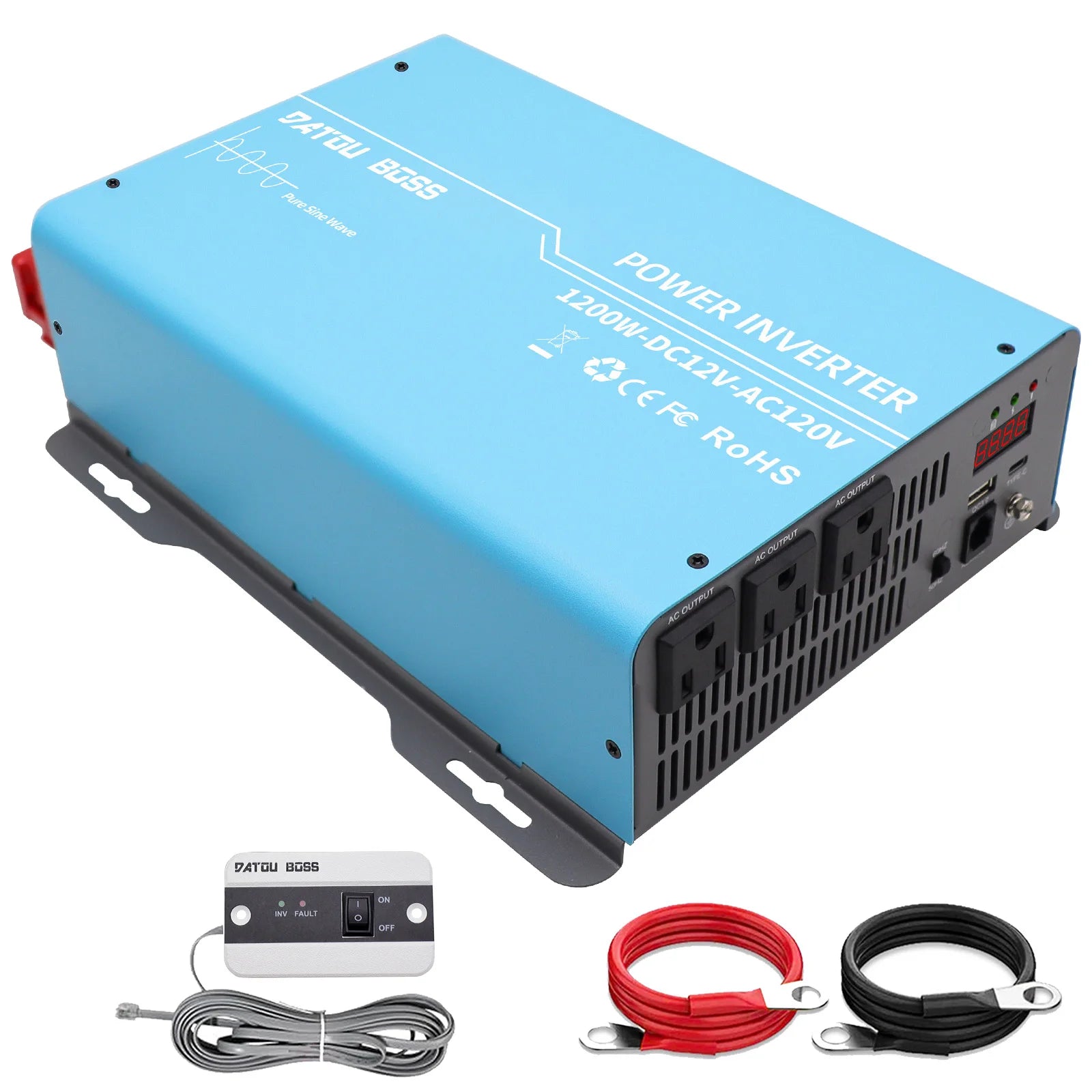 US WAREHOUSE  12v to 110v 220v 50hz 60hz 2.2KW Car Power Converter Pure Sine Wave Off Grid Inverter for  Solar Home RV Backup PRIME RJ SOLAR PH