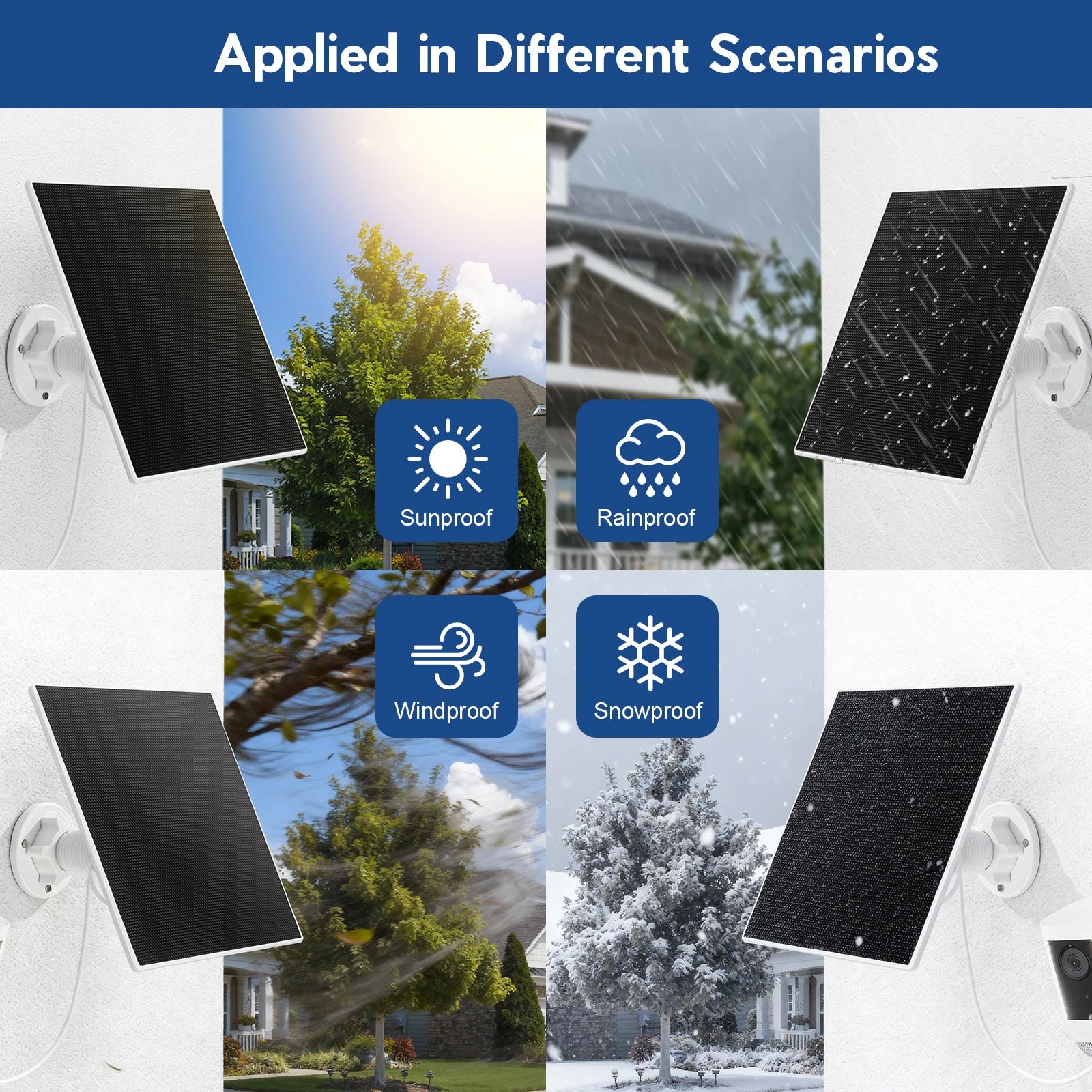 OEM 3W Solar Panel Ring Camera Charger 2-Pack 4000mAh Battery Compatible Ring Spotlight CE RoHS FCC UL MSDS UN38.3