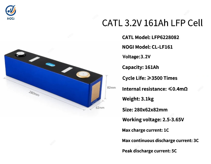 Original CATL 3.2V 161Ah LiFePO4 3500-Cycle Battery Cell 5C Peak Discharge Prismatic Power Cell for EV ESS Solar Storage