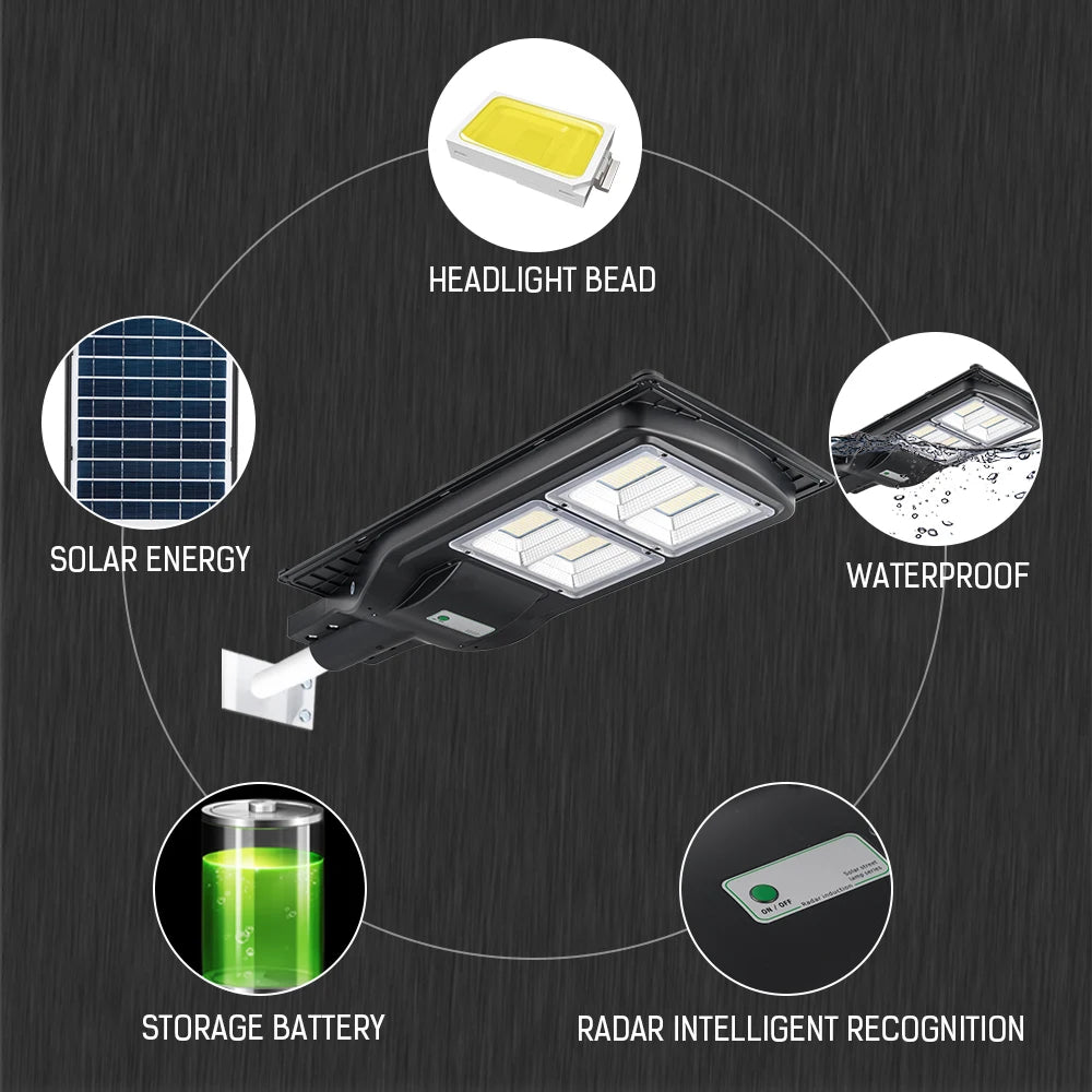DINGDIAN LED DD-ST-60W Solar LED Flood Light 60W 120W 180W 240W Radar Induction Light Control Outdoor Street Light 2-Year Warranty