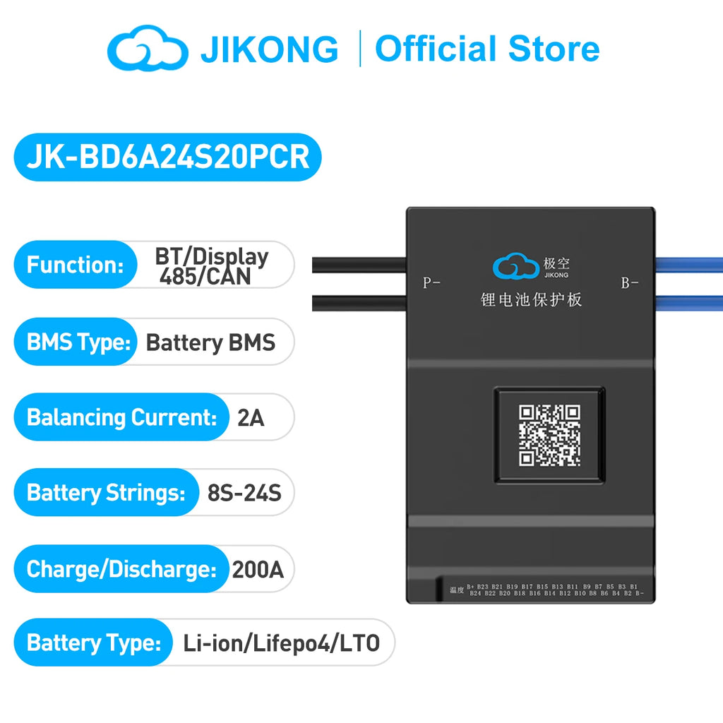 JKBMS JK-B6A24S20PCR 200A JIKONG Active Balance Power PCBA BMS Lifepo4 Battery RS485 CAN BT 8S 24V 16 48V Inverter Energy