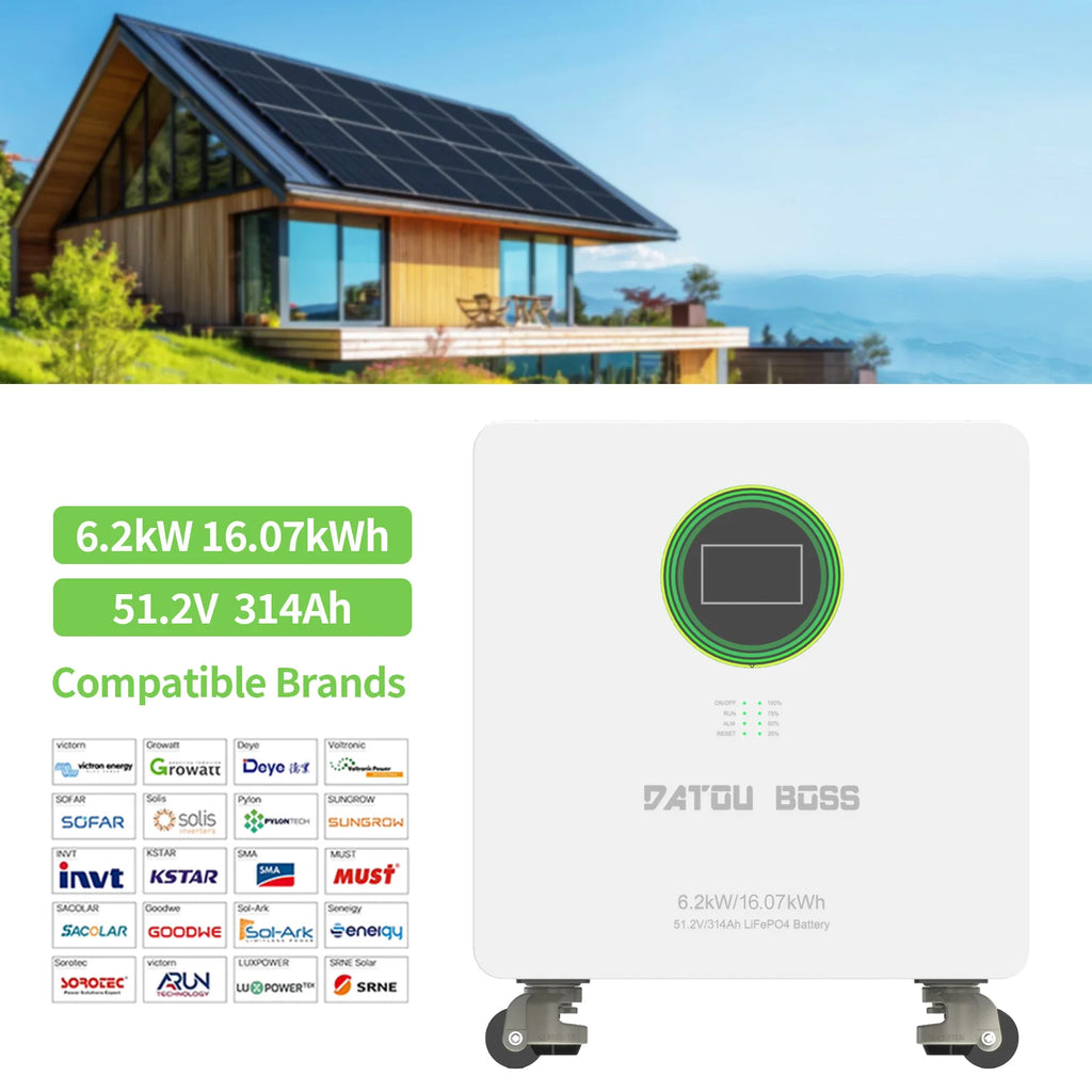 DATOU BOSS All in One Home Energy Storage System 6.2kW/16.07kWh 51.2V/314Ah LiFePO4 Battery Build in 48V 6200W Hybrid Inverter PRIME RJ SOLAR PH