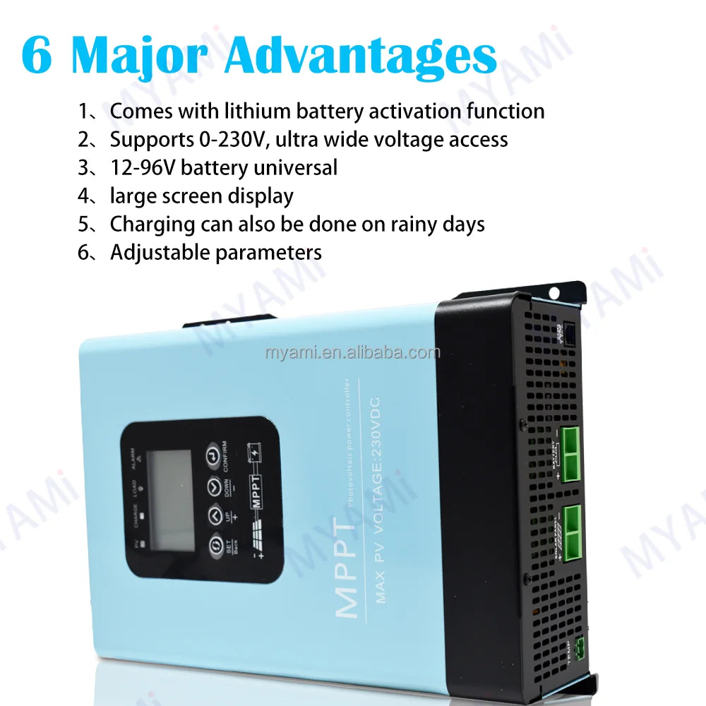 MYAMi 12V-96V MPPT Solar Charge Controller 120A 60A 30A Auto 12V 24V 36V 48V Solar Panel PV Regulator RS485 for Lithium/LiFePo4