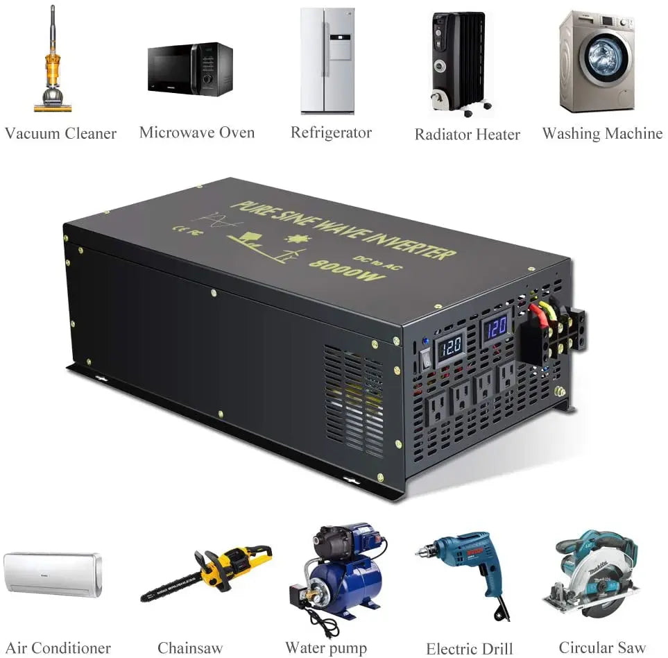 Pure Sine Wave Solar Inverter 12V 220V 10KW Off Grid PV 24V/36V/48V/60V/72V/96V/110V DC to 120V/230V AC Converter Wired Control PRIME RJ SOLAR PH