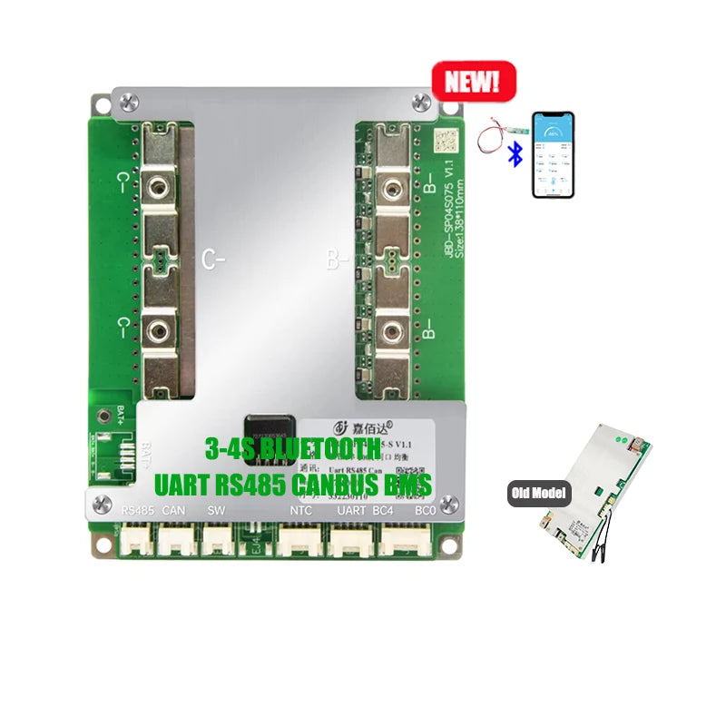 JBD BMS 3S 4S Lifepo4 Li-ion 12V 100A 150A 200A Smart BMS With Balance NTC BT UART Jiabaida BMS for Battery Pack