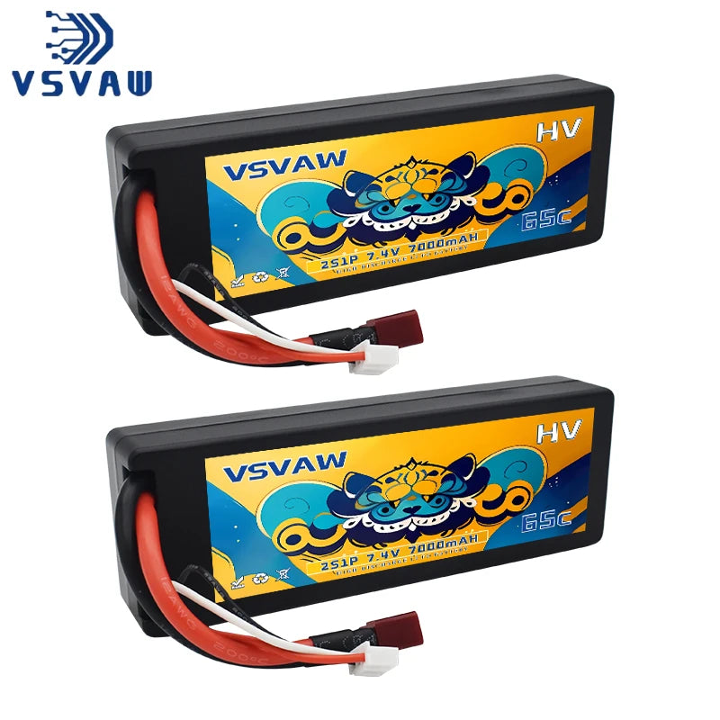VSVAW 2S 7.4V Lipo Battery 7000mAh 65C Hardcase with T Plug for RC Car 1/10 Boats FPV Drones RC Models Parts-Premium Series PRIME RJ SOLAR PH