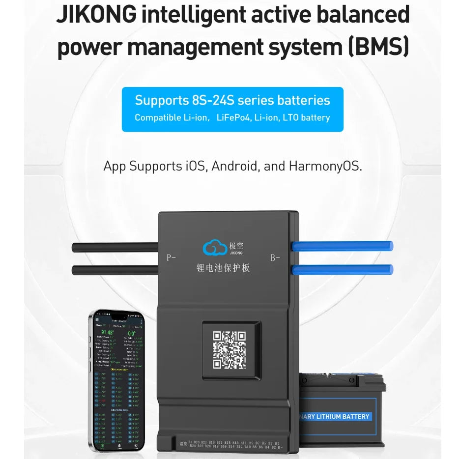 JK-B1A8S20P JK 8S 20S 24S Smart 200A Active Balance 0.6A 1A 2A 12V 24V 36V 48V Battery CE/FCC/RoHS Certified Power/3C Use A544
