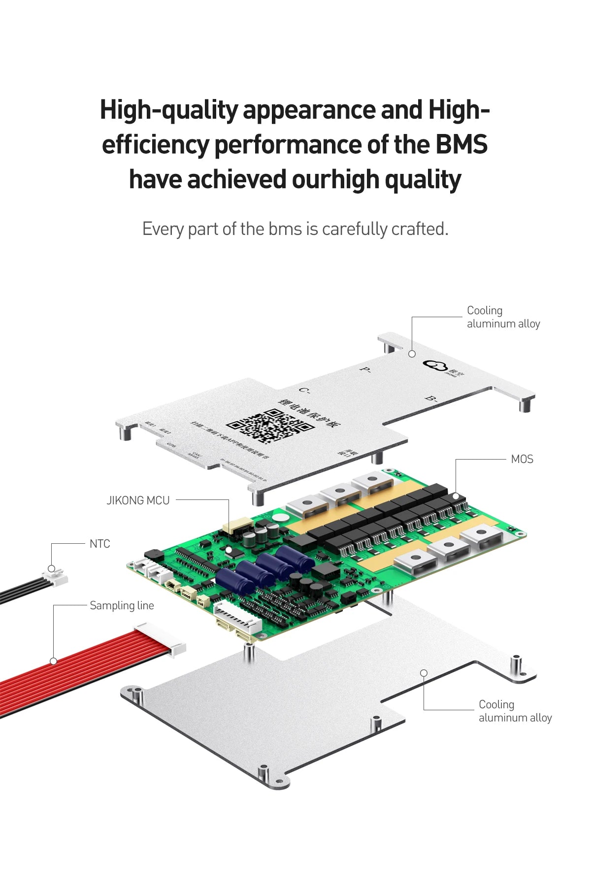 JK-BD6A17S6P JIKONG Active Balanced 17S 20S 24S Smart 200A Lifepo4 Li-Ion Lto Battery BMS PCB CE/FCC/RoHS Certified Power/