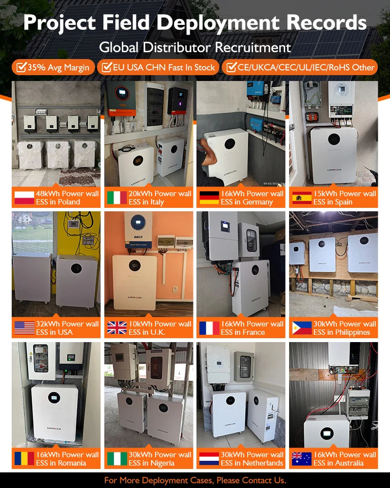 LITHTECH - Lifepo4 Battery 51.2v 5kwh 10kwh Lithium Ion Batteries Solar Power Storage Wall Mount System 48v 200ah Energy LFP