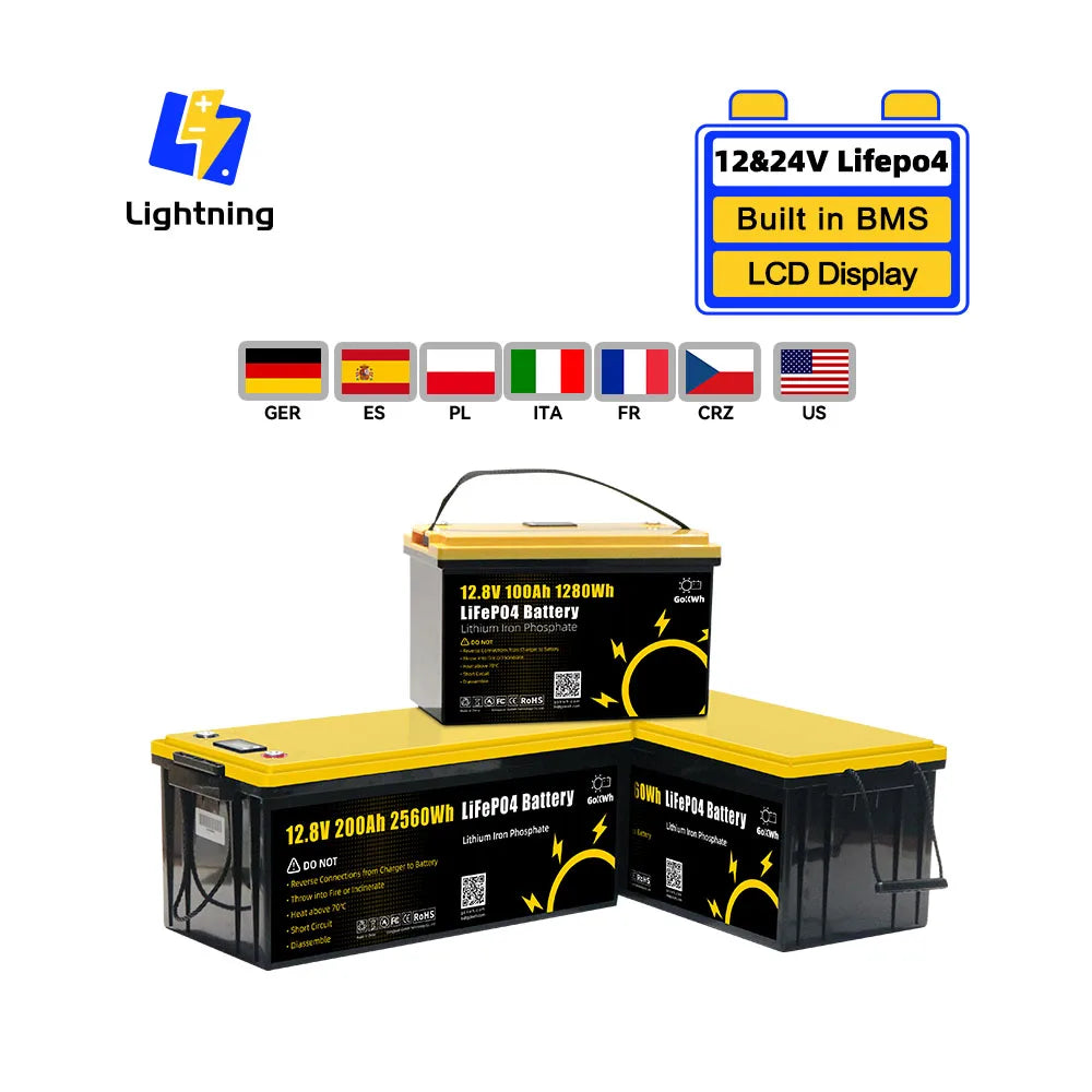 Grade a 12v 24v 100Ah 200Ah 50Ah 400Ah 314Ah 340Ah 300Ah 320Ah LiFePO4 Lithium Iron Phosphate for 12V 24V 48V 60V Battery Pack