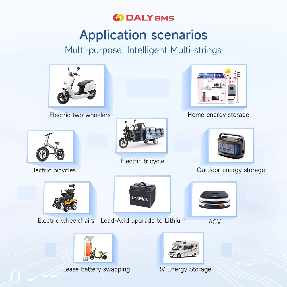 Daly Smart Active Balance Automatically Identify BMS 4S 8S 17S 24S 40A 500A For Lithium Battery Li-ion LifePO4 12V 24V 48V BMS