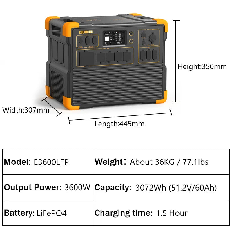 CE Certification 3600W 3072Wh Portable Power Station Expansion Battery MPPT Control Solar Generator for Home Backup PRIME RJ SOLAR PH