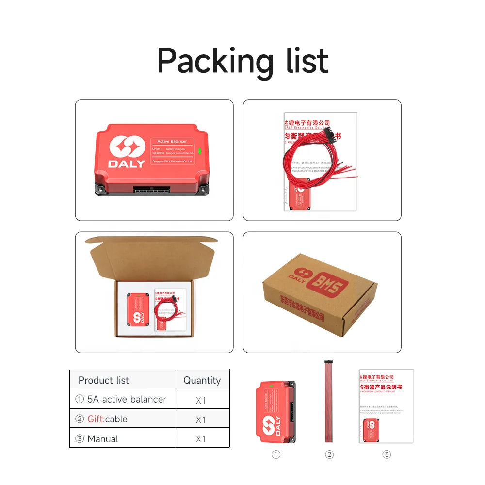 Daly Li-ion LifePO4 Lithium LFP Battery Tourist Car Energy Storage Cabinet System 3S 4S 12V 8S 24V 16S 48V 5A Active Balancer