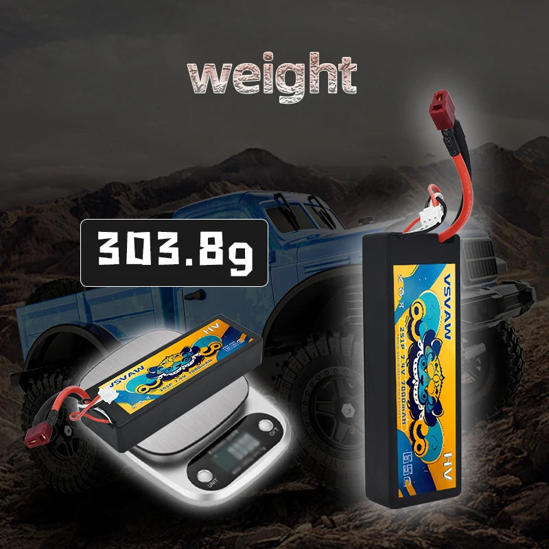VSVAW 2S 7.4V Lipo Battery 7000mAh 65C Hardcase with T Plug for RC Car 1/10 Boats FPV Drones RC Models Parts-Premium Series