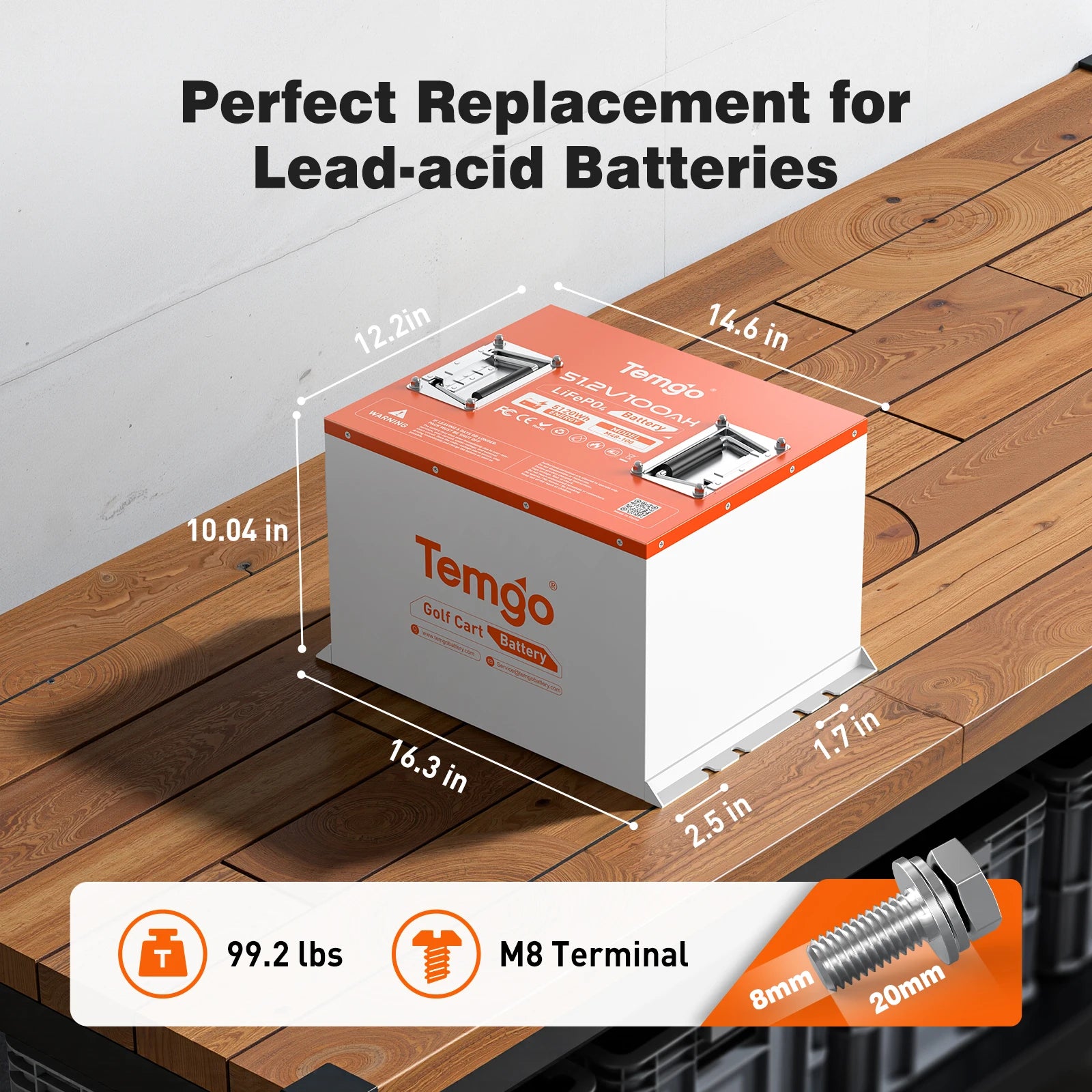 TEMGO Lifepo4 Golf Car Battery Lithium Battery 100ah 48v 72v 36v for Electric Vehicle