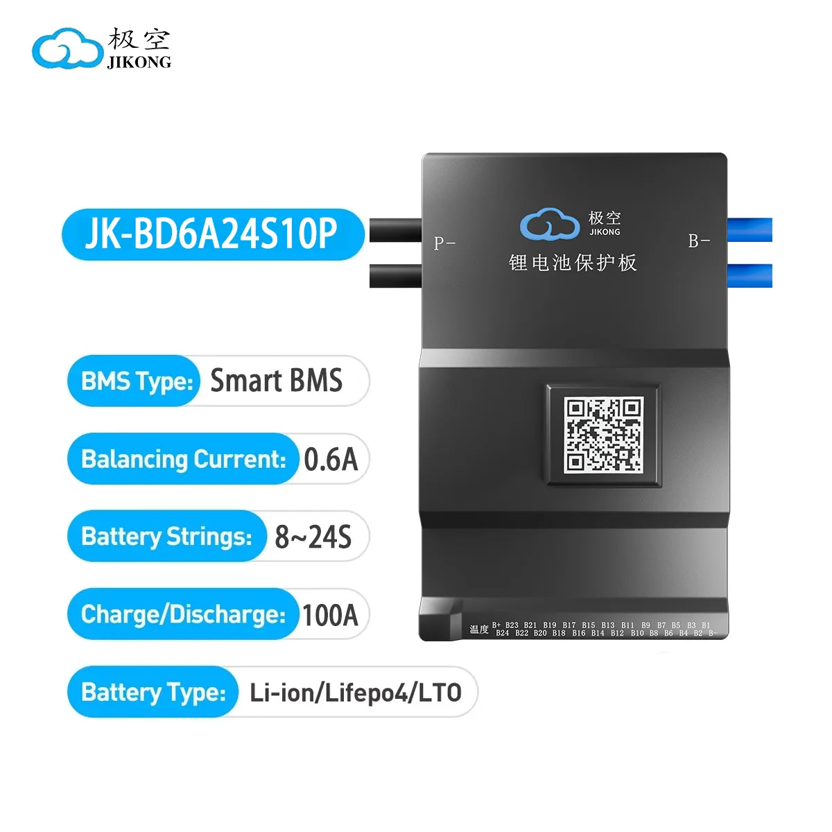 JIKONG Active Balance BMS 8S-24S Smart BMS 100A Lifepo4 Li-Ion LTO Battery with PCB Board