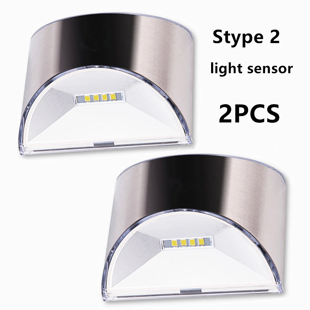 KPSUN Solar LED Wall Lamp PIR Motion Sensor Stainless Steel Outdoor Garden Wall Fence Stair Lighting CE RoHS 1-Year Warranty