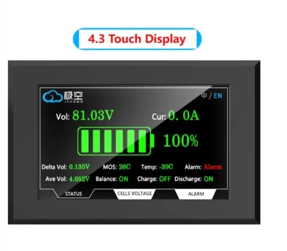 JIKONG BMS Smart BMS Accessories 4.3 Inch BMS Adapter and Power Board LCD Display RS485