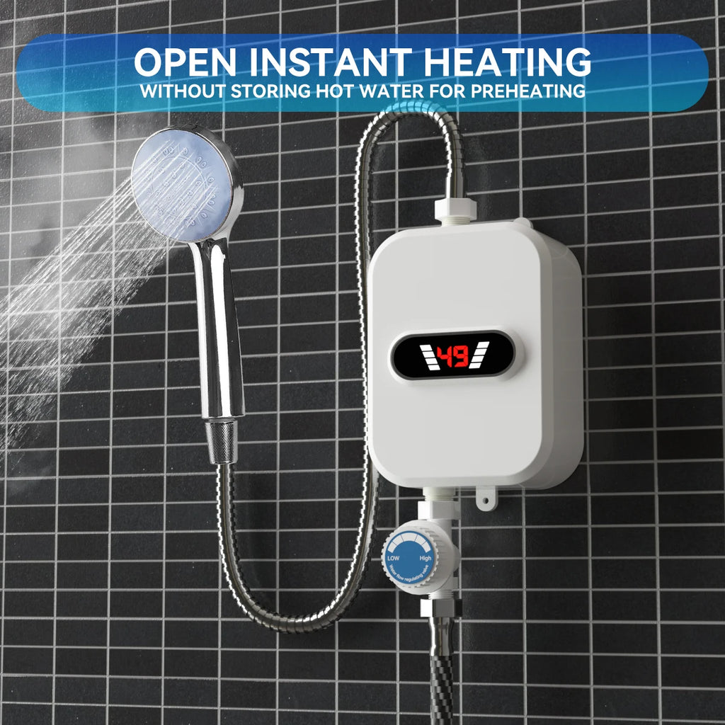 Mini Instant Electric Tankless Water Heater Instantaneous Hot Water Fast Heating Shower Bathroom Kitchen EU Plug PRIME RJ SOLAR PH