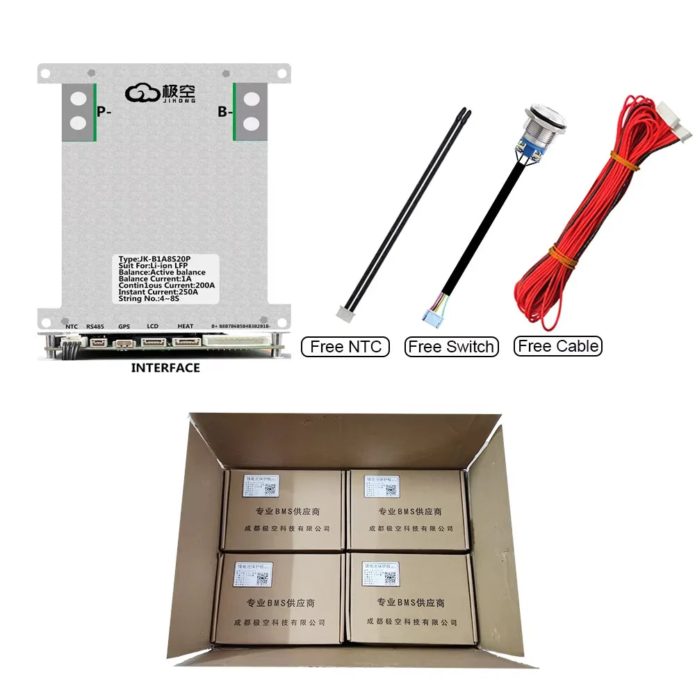Best JK Lifepo4 BMS PB2A16S20P PB2A16S15P PB1A16S10P PB1A16S15P 16S 48V 100A 150A 200A smart BMS for Growatt Solar Inverters