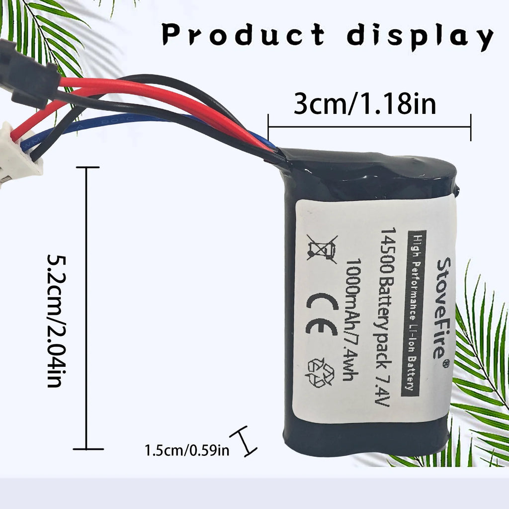 7.4 Volt Lithium Ion Battery 1000mAh 800mah 500mAh Factory Direct 14500 for RC Airplane Wholesale Rechargeable Li-ion Battery PRIME RJ SOLAR PH