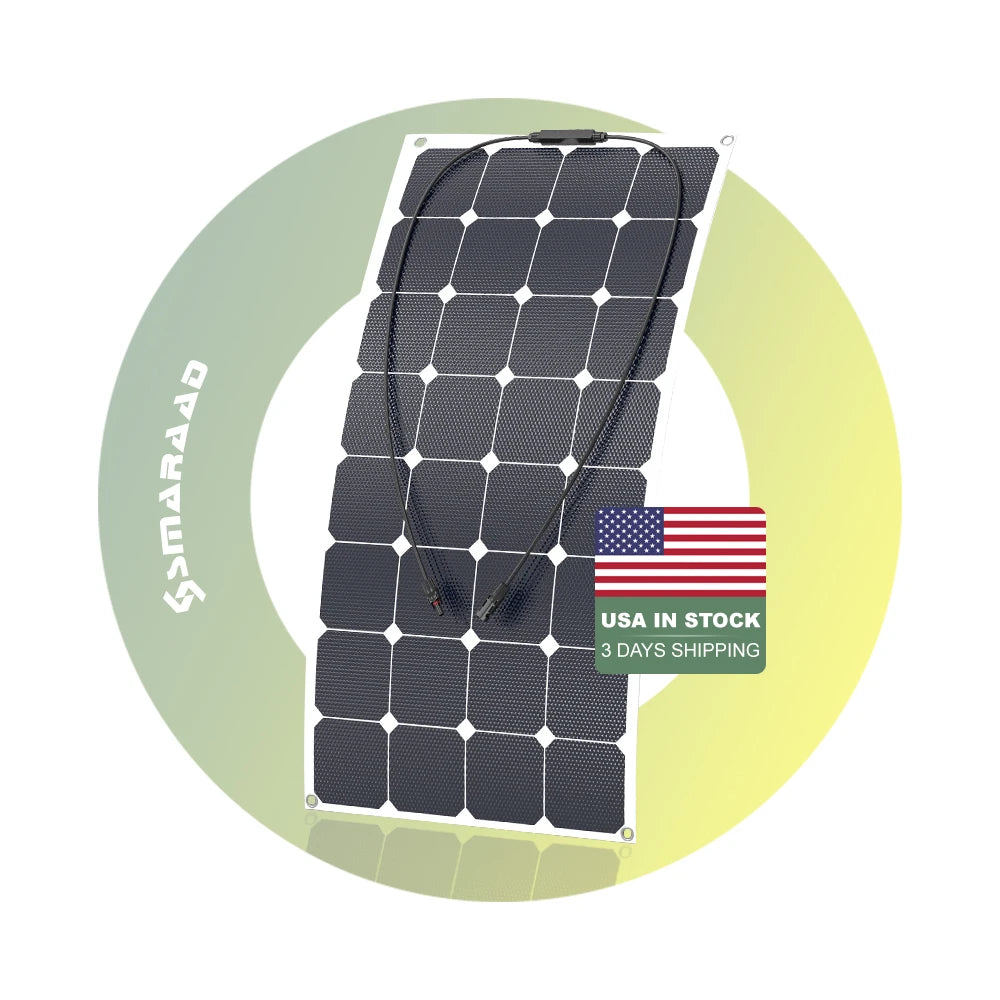 USA DDP in Stock 100w Flexible Solar Panels Lightweight Mono SunPower Solar Cells for Boat and RV