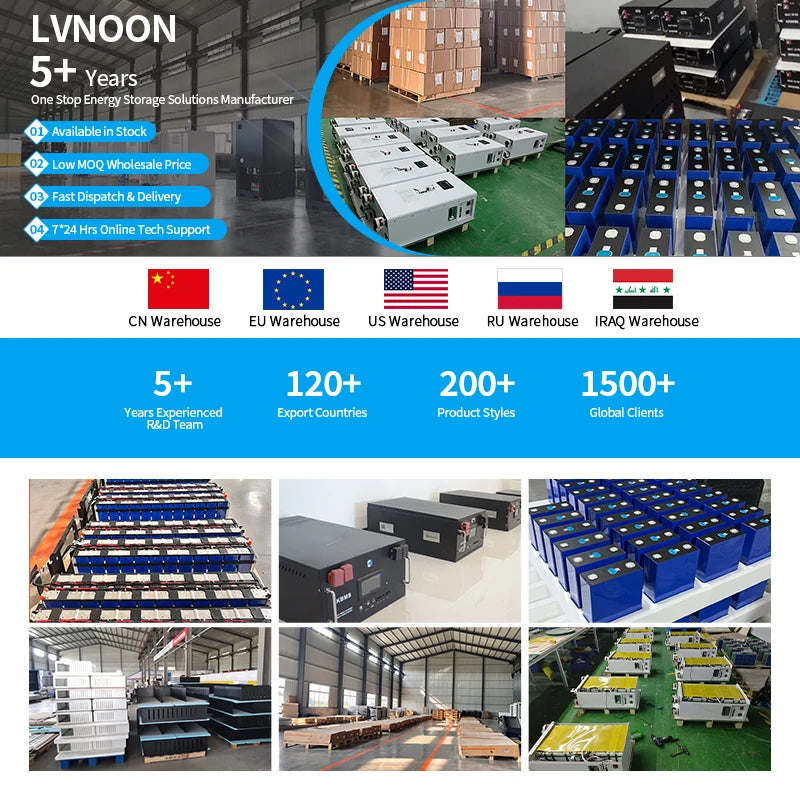 LVNOON LV6UPC-15 15kWh Waterproof LiFePO4 Battery Box 280Ah 304Ah 314Ah Stackable Empty Box US Stock