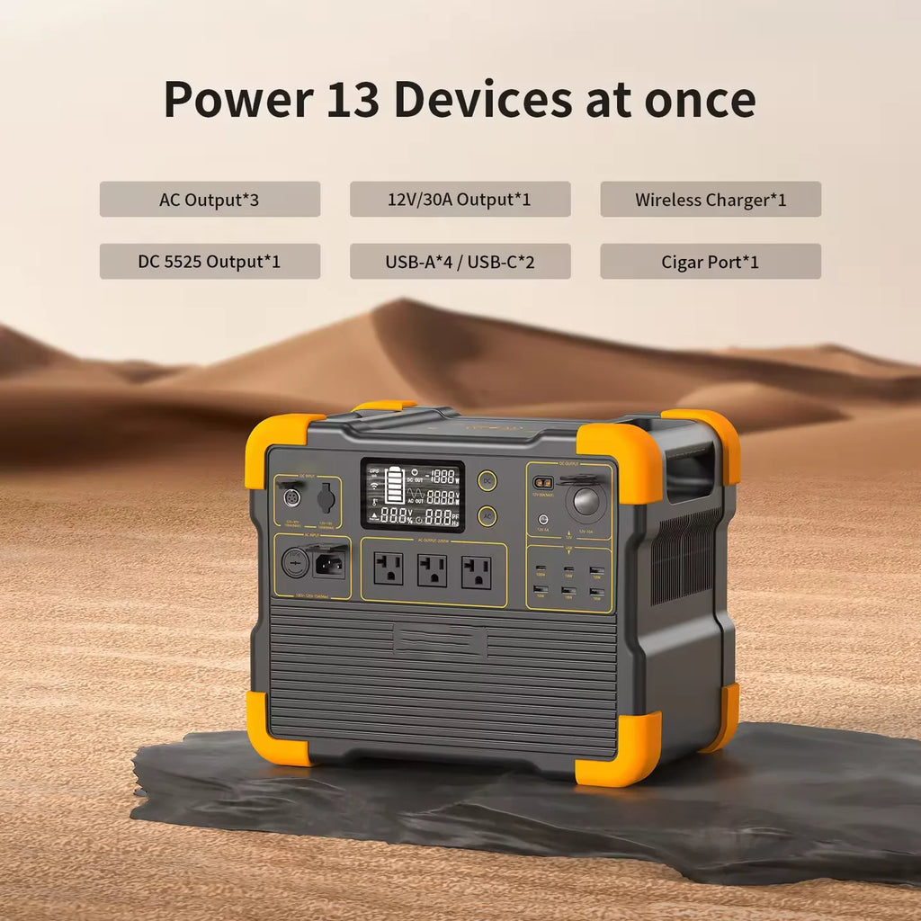 Solar Energy System Portable Power Supply Pure Sine Wave 1500W Power Station with Fold Solar Panels