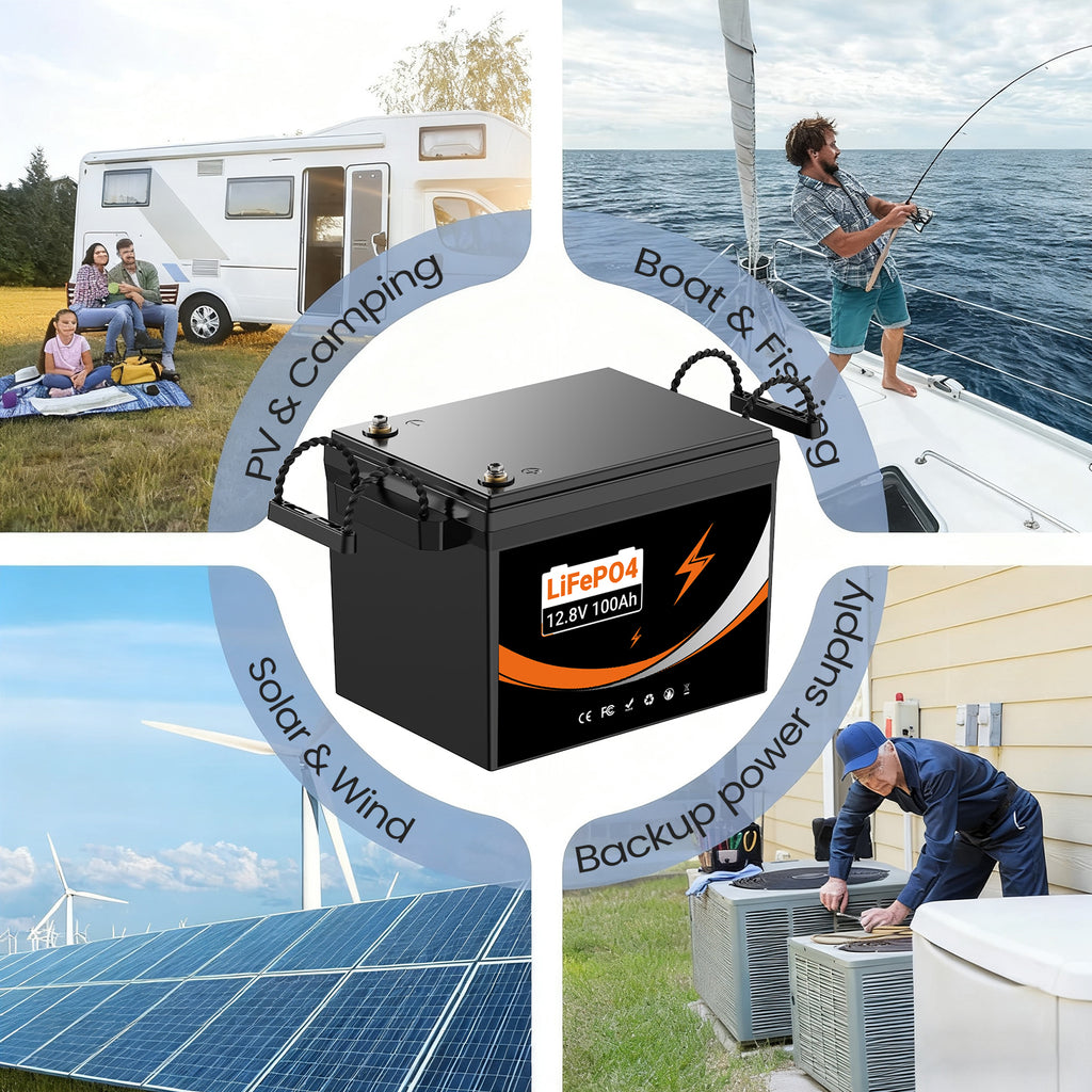Lianpaiyaun 12V 100Ah LiFePO4 RV Battery U206 LED Display 6000 Cycles CE  Certified Deep Cycle Lithium Iron Phosphate