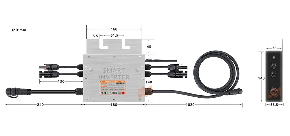 700W Portable Solar Grid Tie Smart Micro Inverter Converter MPPT 18V-50VDC To 80V-280VAC For 300-350W PV,Ship From EU Brazil US PRIME RJ SOLAR PH