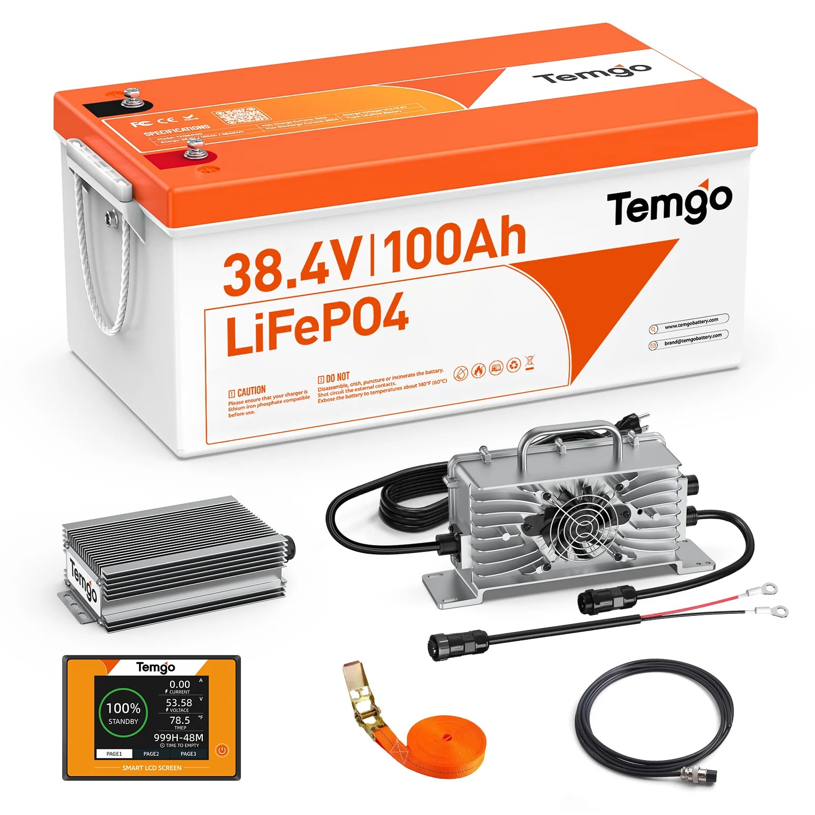TEMGO Lifepo4 Golf Cart Battery 36v 48v 72v 100Ah LiFePO4 Battery Golf Cart Lithium Battery With Lcd Display Charger