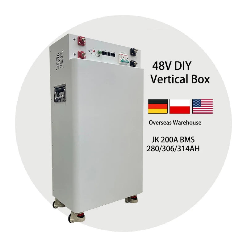Huanchu V3 Vertical Solar Energy Storage Lithium DIY Battery Box with JK 200A BMS 48V 280Ah 306Ah 314Ah Battery Case PRIME RJ SOLAR PH