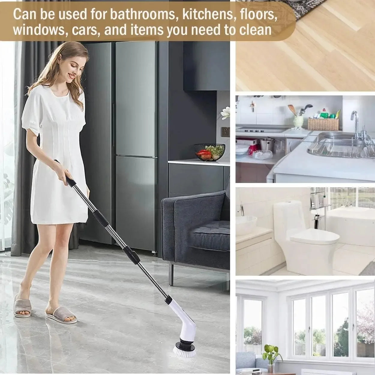 Household Cordless Spin Scrubber Kitchen Gadgets Hair Brushes Bathroom Broom Toilet Mops Electric Multipurpose Cleaning Brush