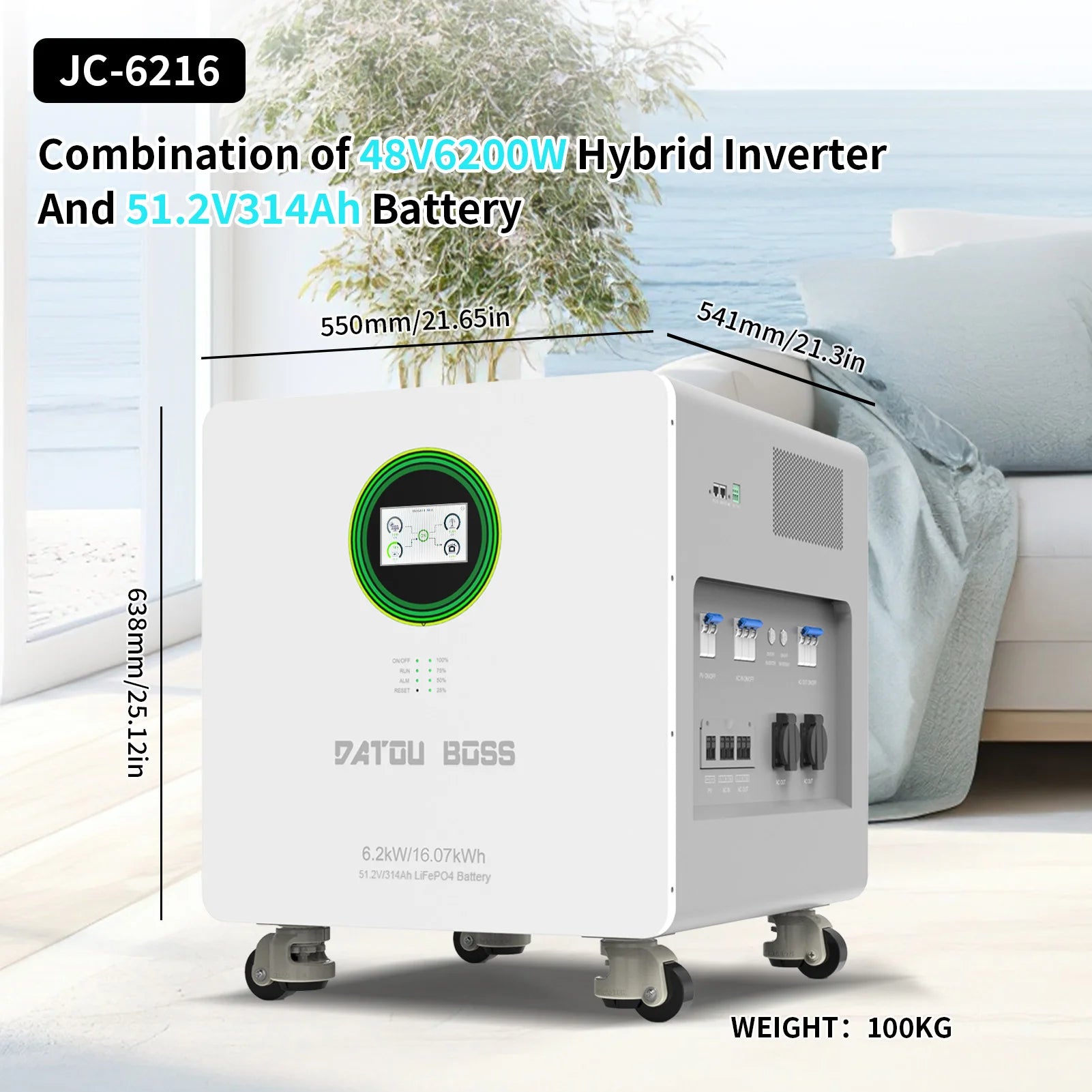 DATOU BOSS All in One Home Energy Storage System 6.2kW/16.07kWh 51.2V/314Ah LiFePO4 Battery Build in 48V 6200W Hybrid Inverter PRIME RJ SOLAR PH