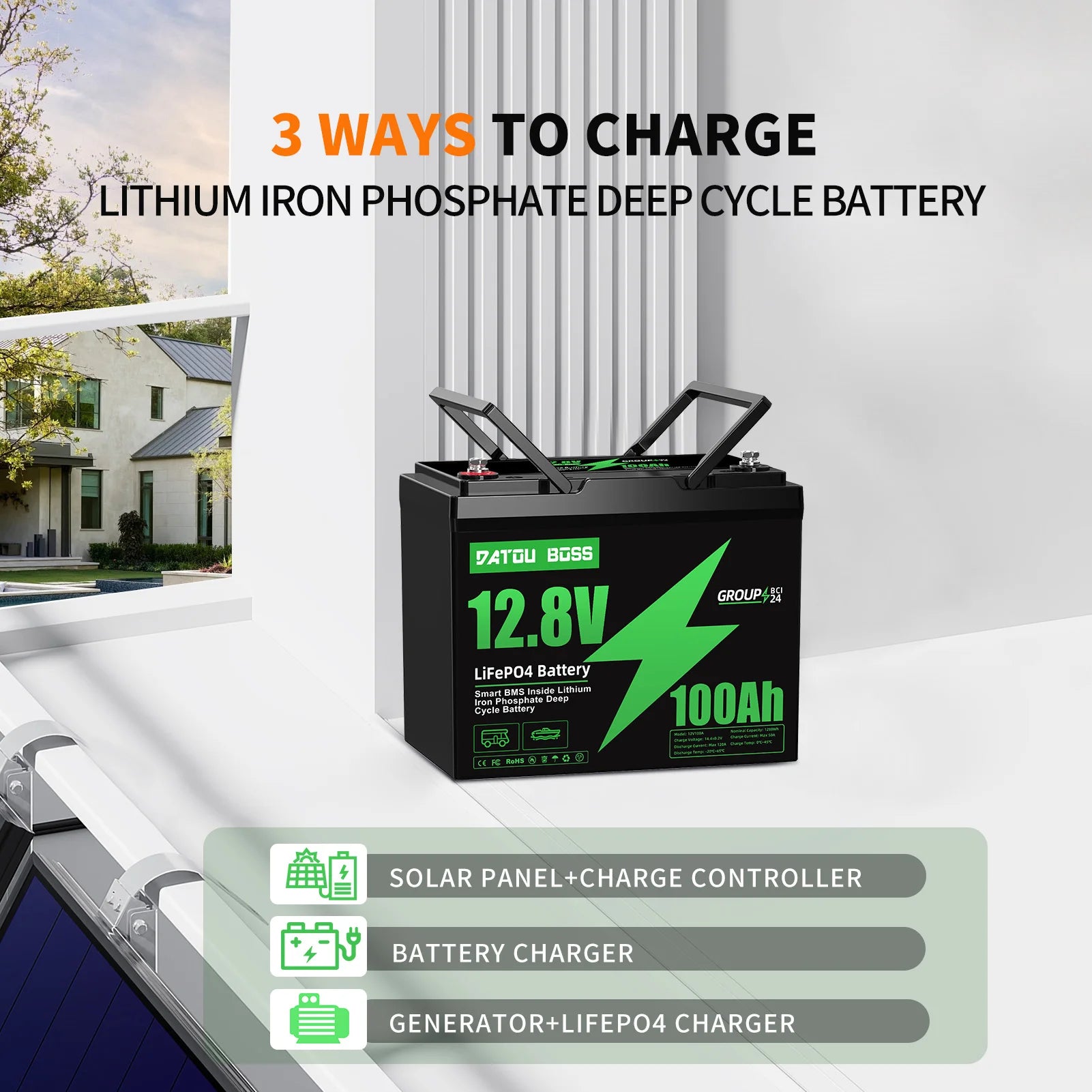 12V 100AH LiFePO4 Lithium Ion Batteries Germany EU WAREHOUSE 100A BMS Suitable for Camping, RV,home Solar Energy System PRIME RJ SOLAR PH