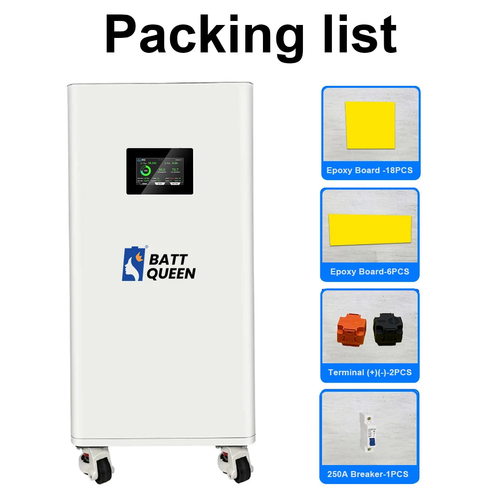 EU Stock 48V 51.2V 16S 280AH 320AH Diy Empty Battery Pack case Lithium Ion Batteries Pack for Solar Energy Storage