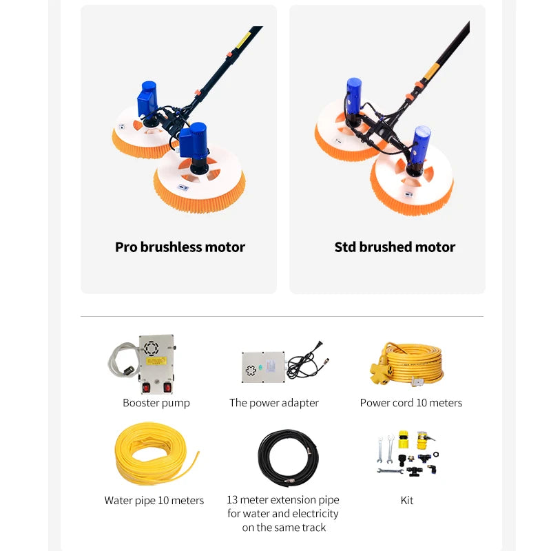 Solar Panel Cleaner Brushes and ,,Window Glass Cleaning Brush Kit ,s,photovoltaic Cleaning Machine Equipment Tool System