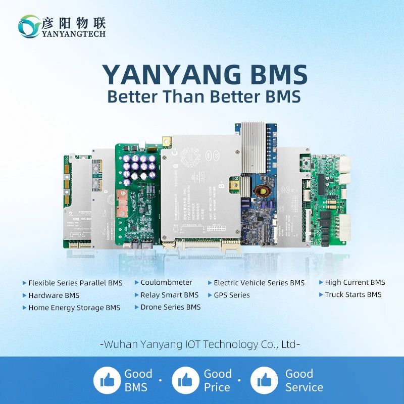 Yanyang 24V 8S 100A Smart BMS APP Support NMC/LFP/LTO Batteries 120mA Passive Balance Circuit Protection Temperature Control for