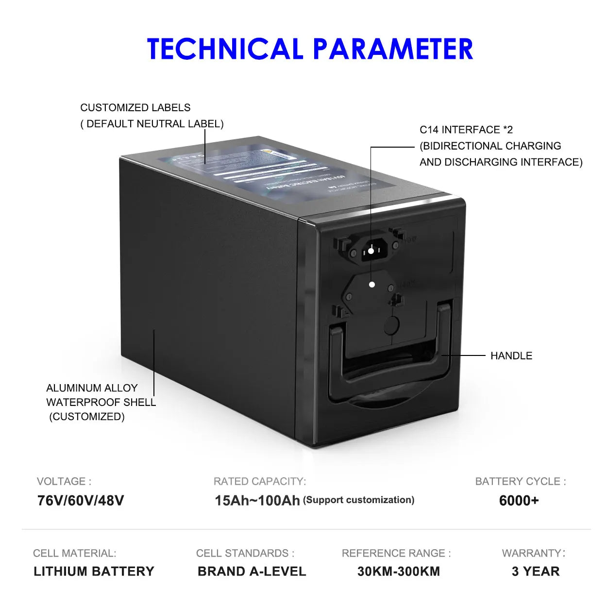 1kw 2kw 3kw 4kw Electric Ebike Bicycles Battery 72v 76.8V 25ah 30ah 50ah 80ah Lithium Battery for Automobile Scooter