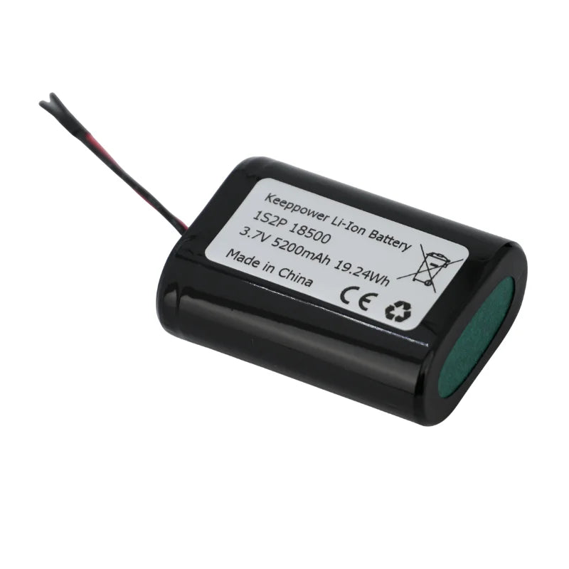 Keeppower 1S2P Protected High Capacity Rechargeable 18500 5200mAh 3.6V LiNiMnCoO2 500 Cycles Customizable Battery Pack for