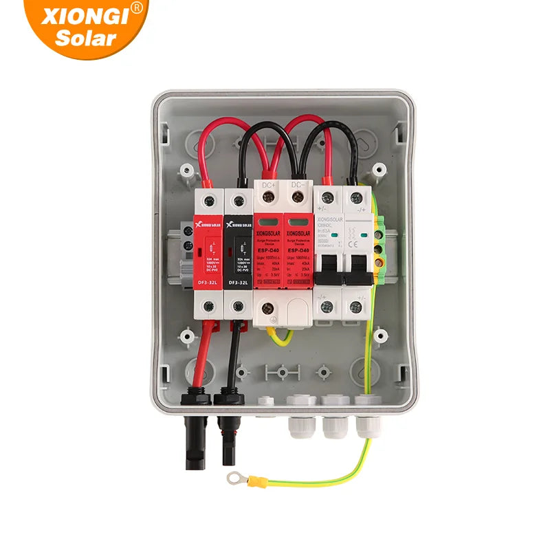 XIONGISOLAR Waterproof Plastic Solar PV Array 1000V 1 String Combiner Box Junction Box 1Input 1 Output for Solar Panel