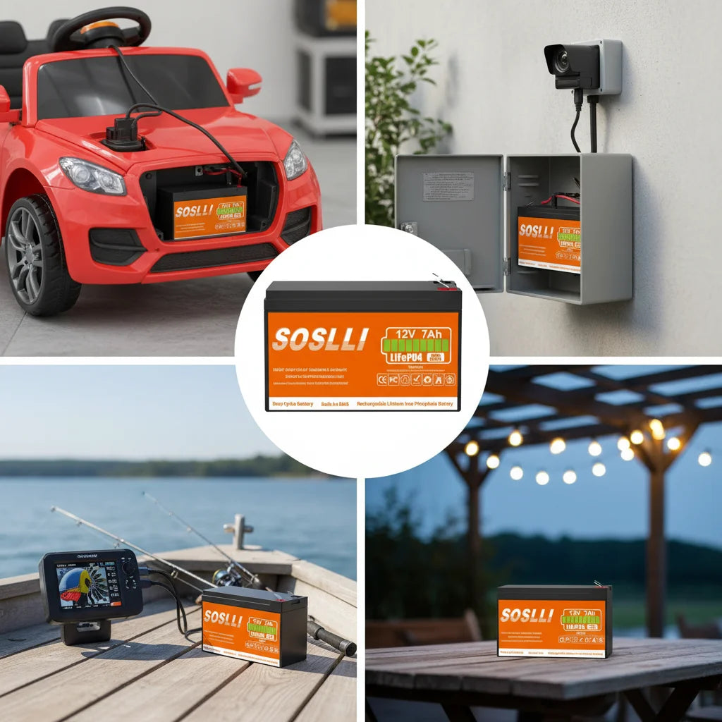 Steady SOSLLI 12V 8Ah LiFePO4 Battery 102.4Wh Lithium Iron Phosphate for Portable Fish Finder Depth Sounder Power ESS