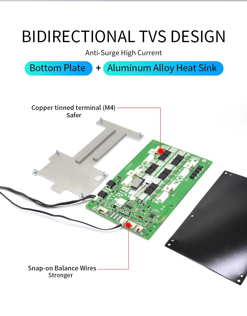 Jiabaida Build-in BT 3S 4S 12V 60A 100A 120A 150A 200A Smart BMS UART Heating Series Connect