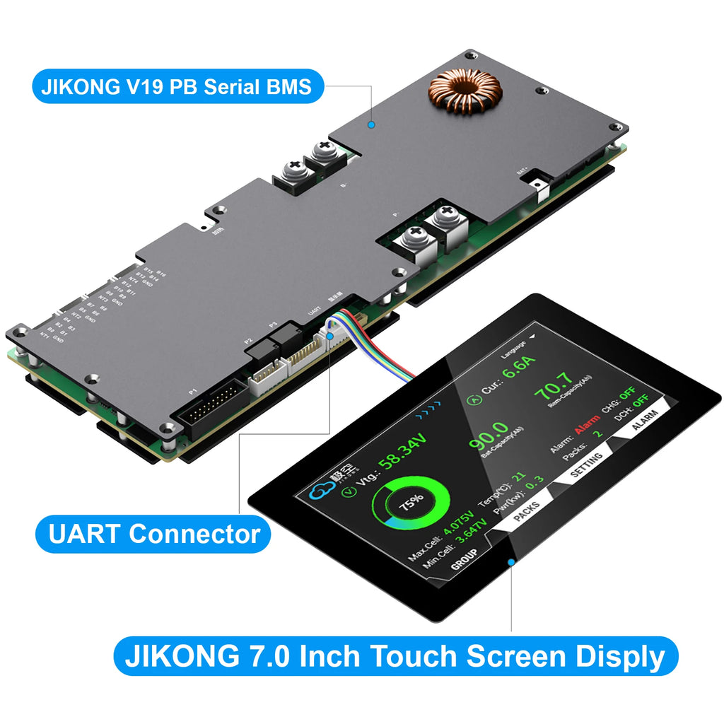 JIKONG JK LCD Display 7.0 Inch Smart Touch Screen PB Series V19 Version Energy Storage Smart Inverter for JKBMS Accessory