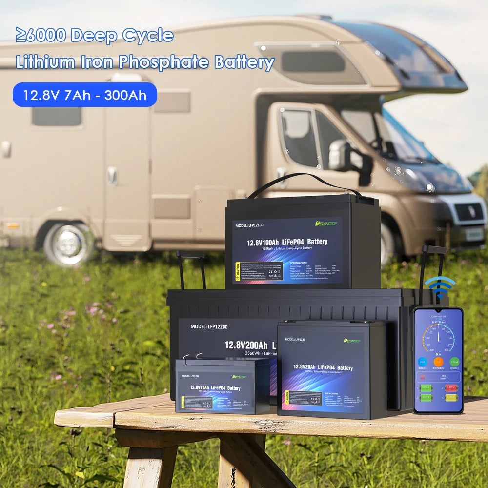 EU Stock Deep Cycle Lithium Ion  LiFePO4 Battery Pack 12V 100Ah 200Ah 300Ah for solar system RV electric boat trolling motor PRIME RJ SOLAR PH