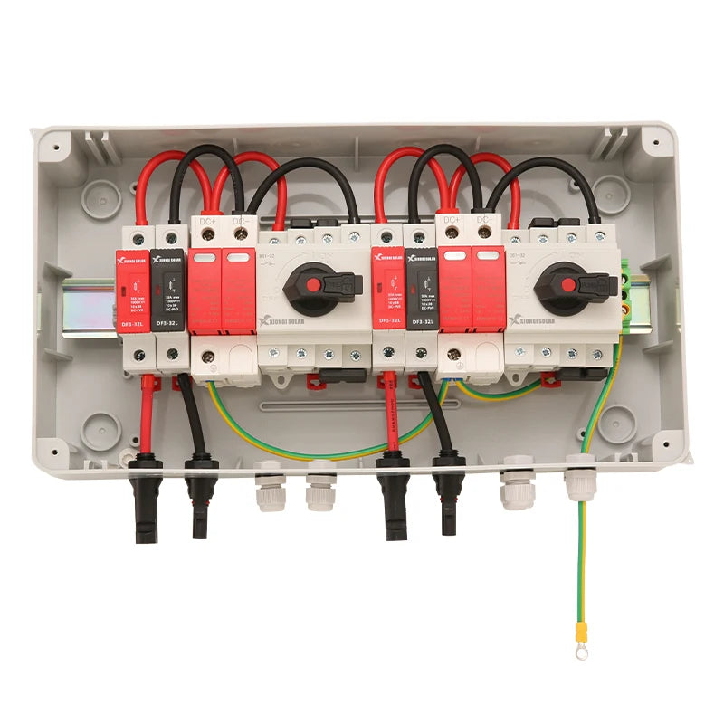 XIONGISOLAR PV Array Combiner Box 2 Strings DC 1000V 2 in 2 Out IP65 Protection Solar Panel PV Combiner Box Waterproof