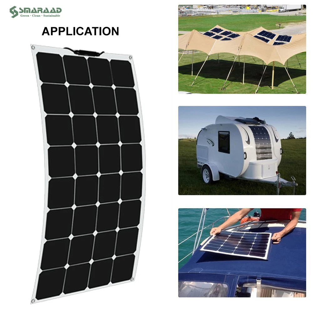 USA DDP in Stock 100w Flexible Solar Panels Lightweight Mono SunPower Solar Cells for Boat and RV