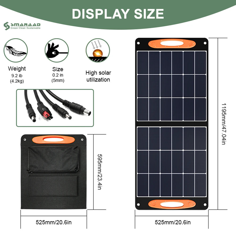 Foldable Solar Panel 100W Waterproof Portable Solar Generator 100W Foldable Energy Panel Mono Cells for Outdoor Camping PRIME RJ SOLAR PH